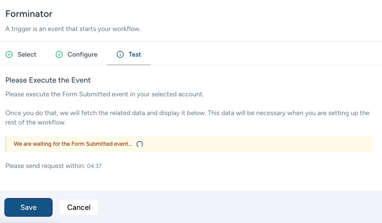 Execute event for testing connection