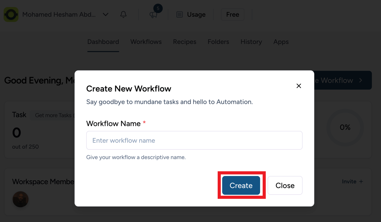 Name a new OttoKit workflow