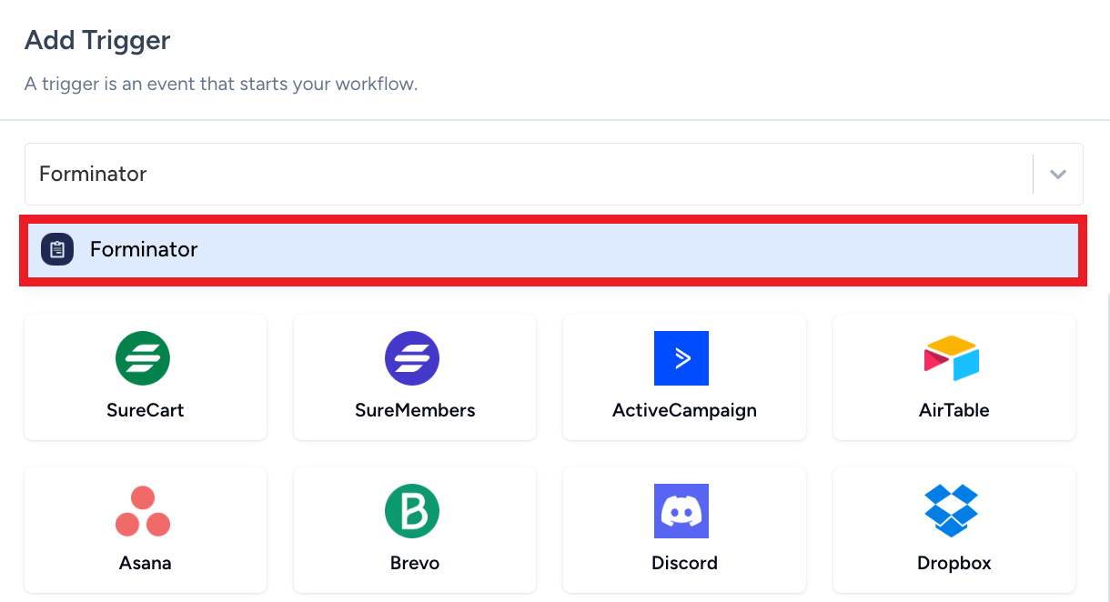 Select a trigger for a new Ottokit workflow