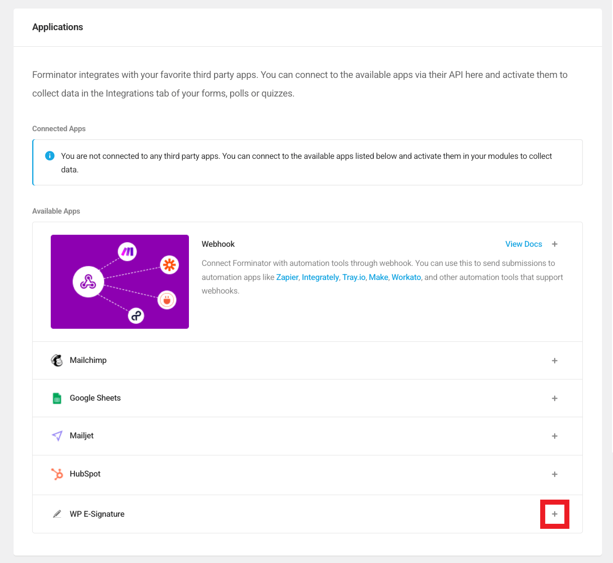 Add WP E-signature integration in Forminator