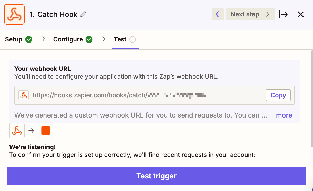 Copy webhook URL