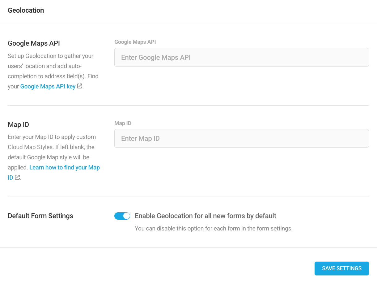Geolocation global settings