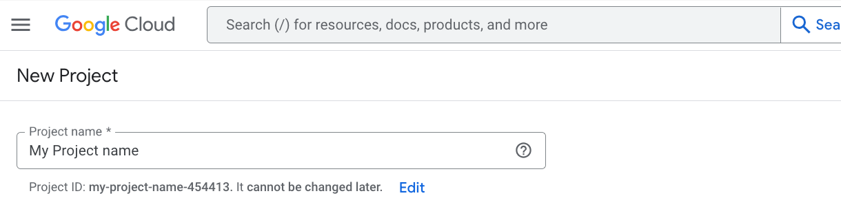 Google Cloud project name