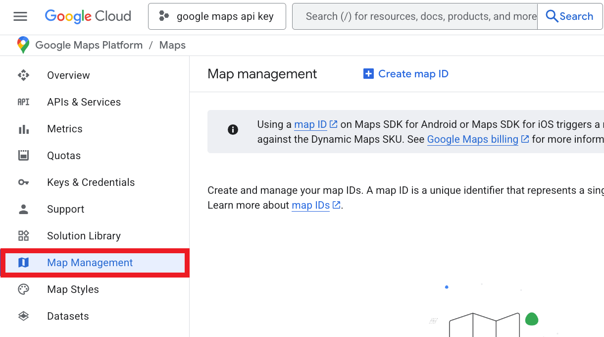 Navigate to the Map Management tab