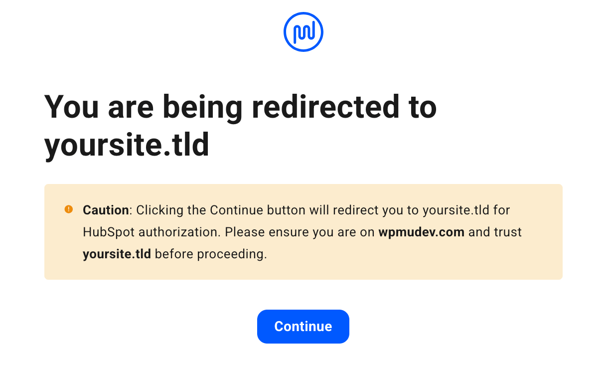 Hubspot redirect notice