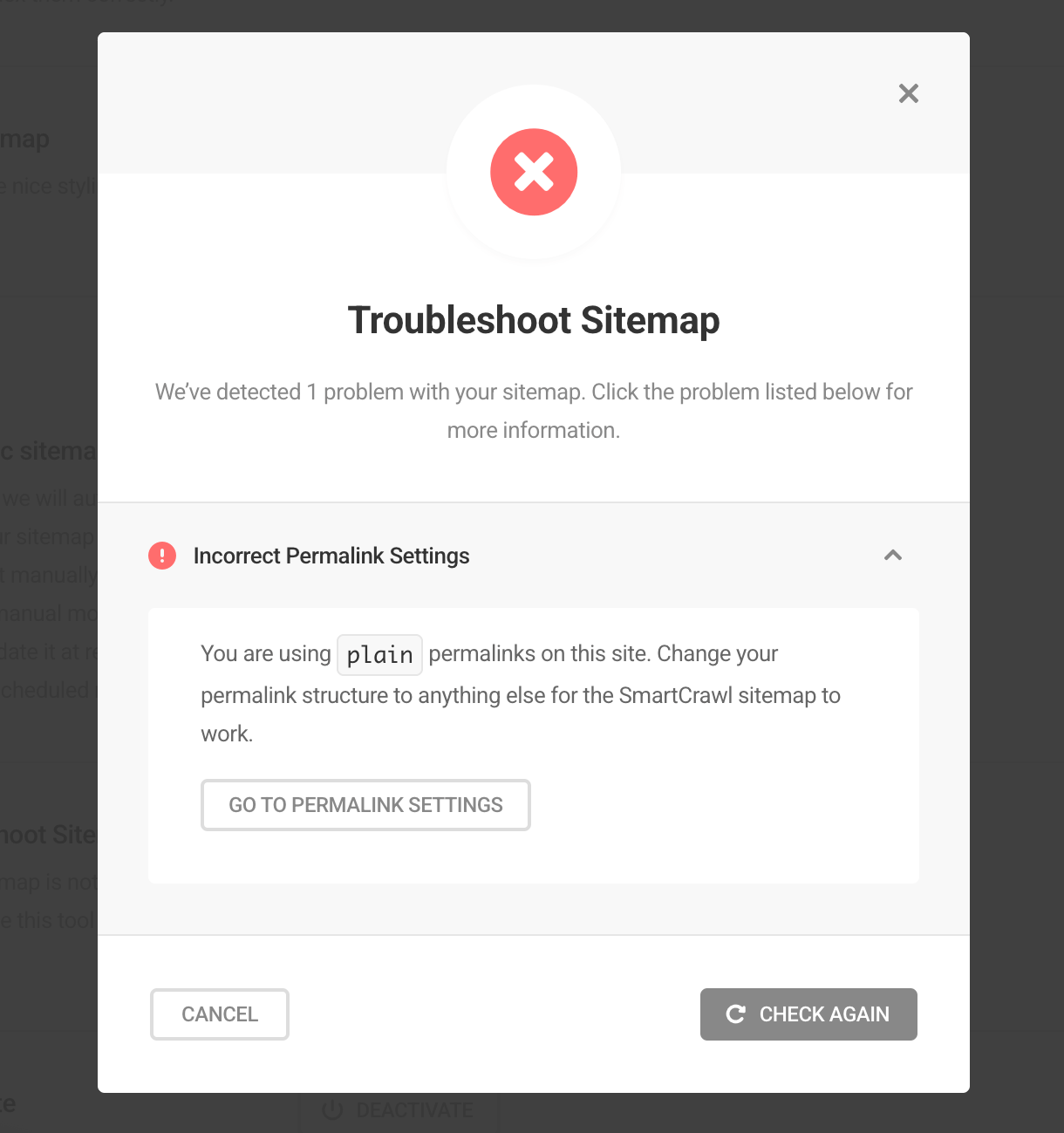 Troubleshoot sitemap incorrect permalink settings