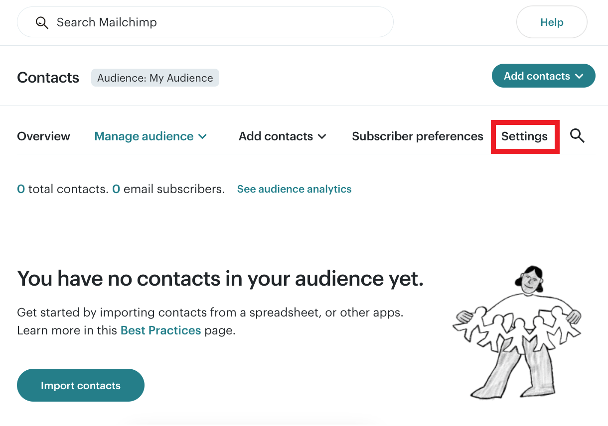 Mailchimp contact settings