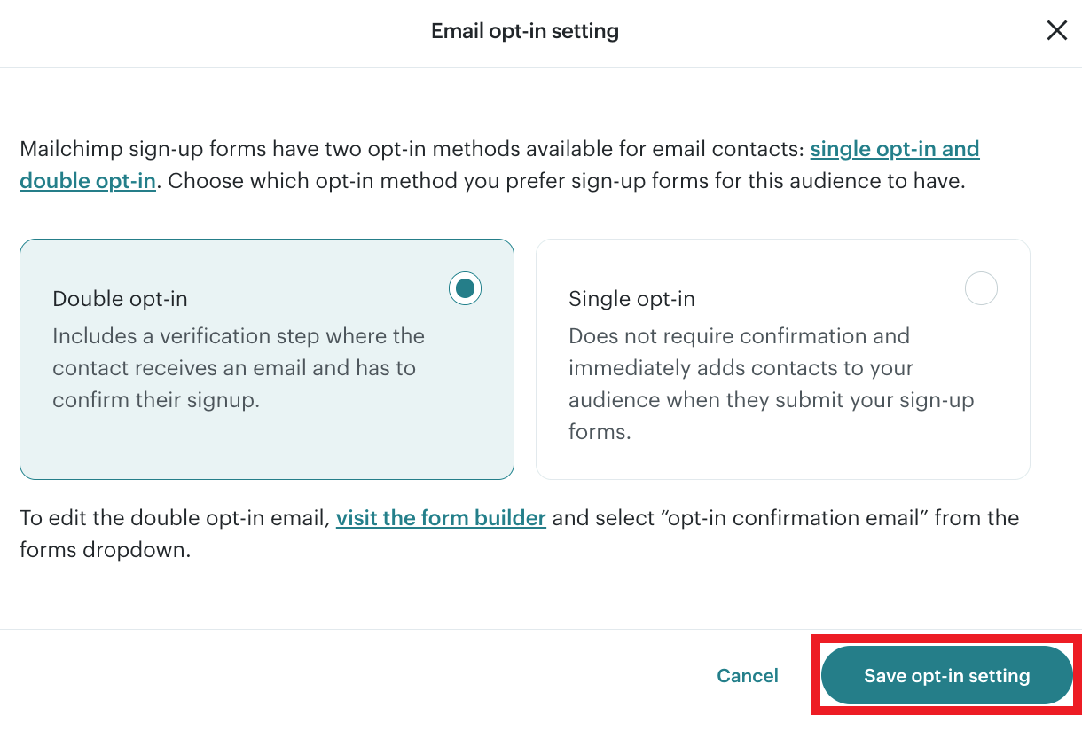 Saving the double opt-in setting