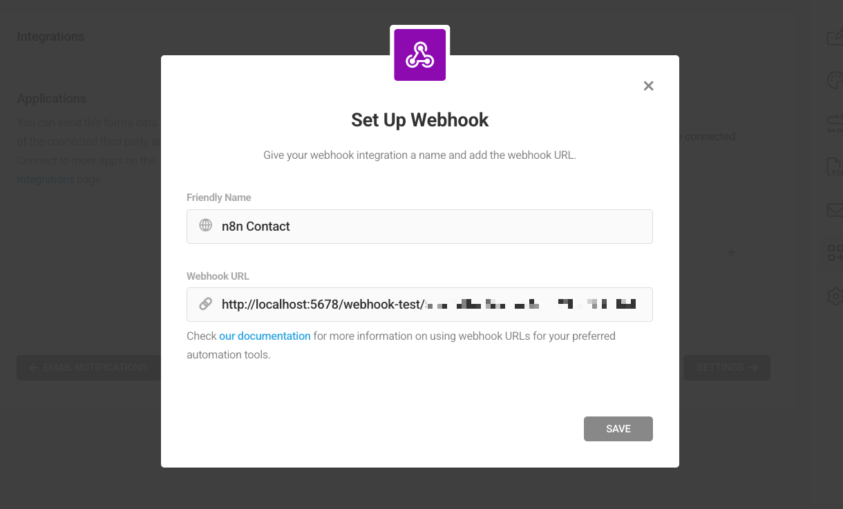 Paste webhook URL and give your integration a name