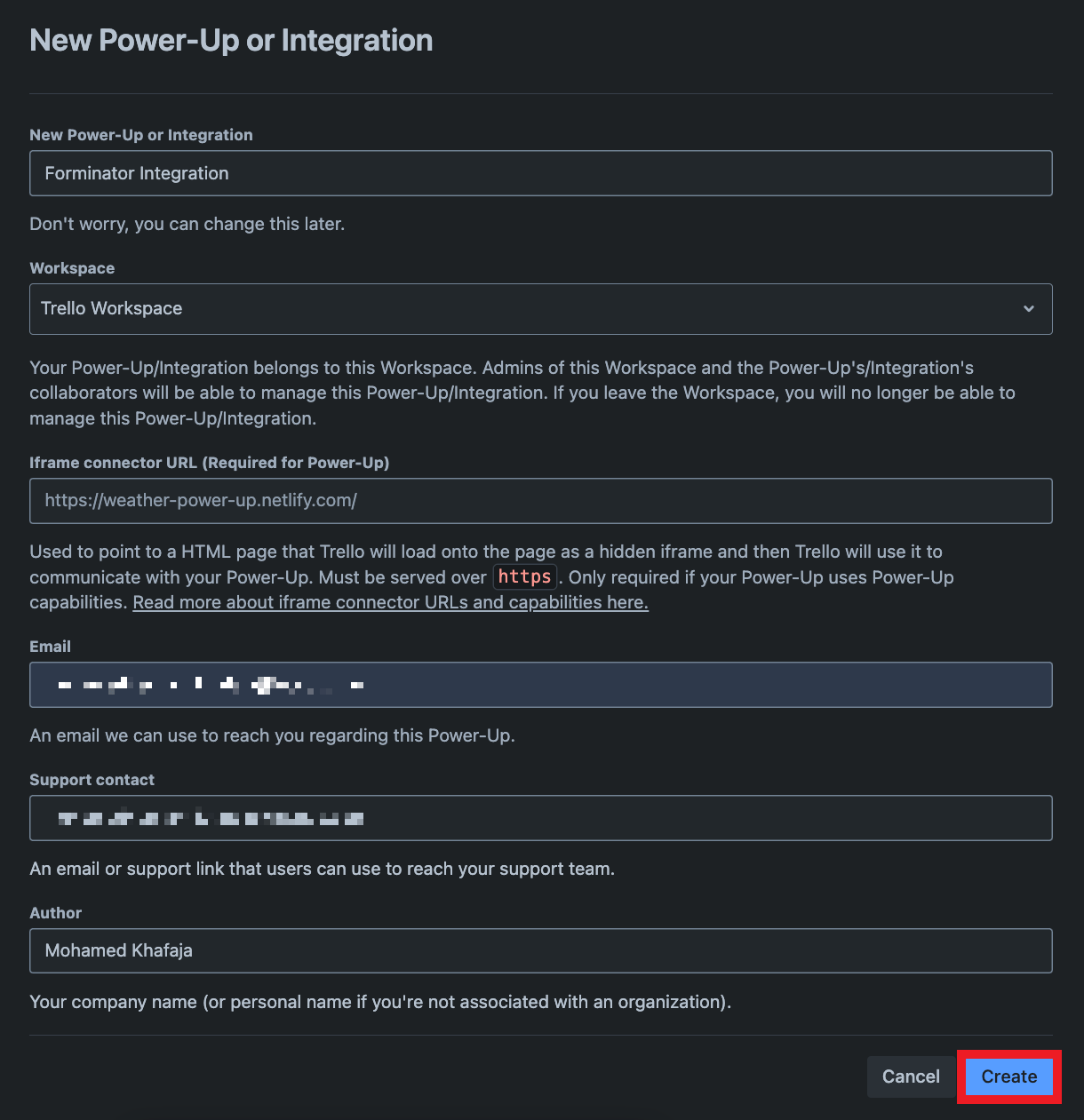 New integration modal
