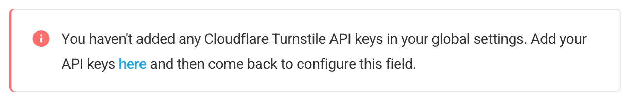 Setting up Cloudflare API keys notice