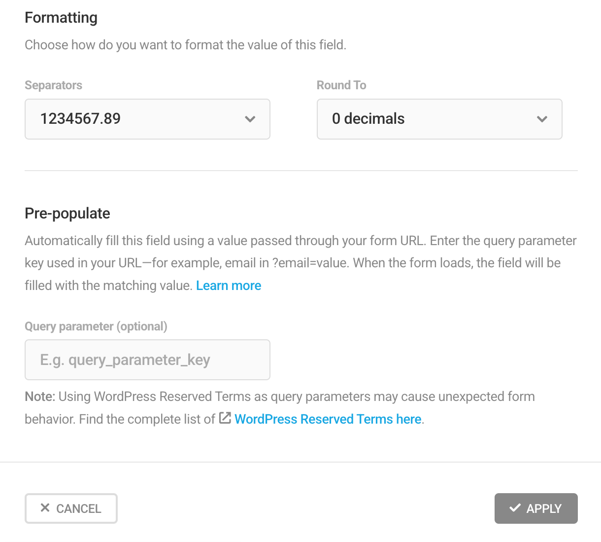 Number settings 2