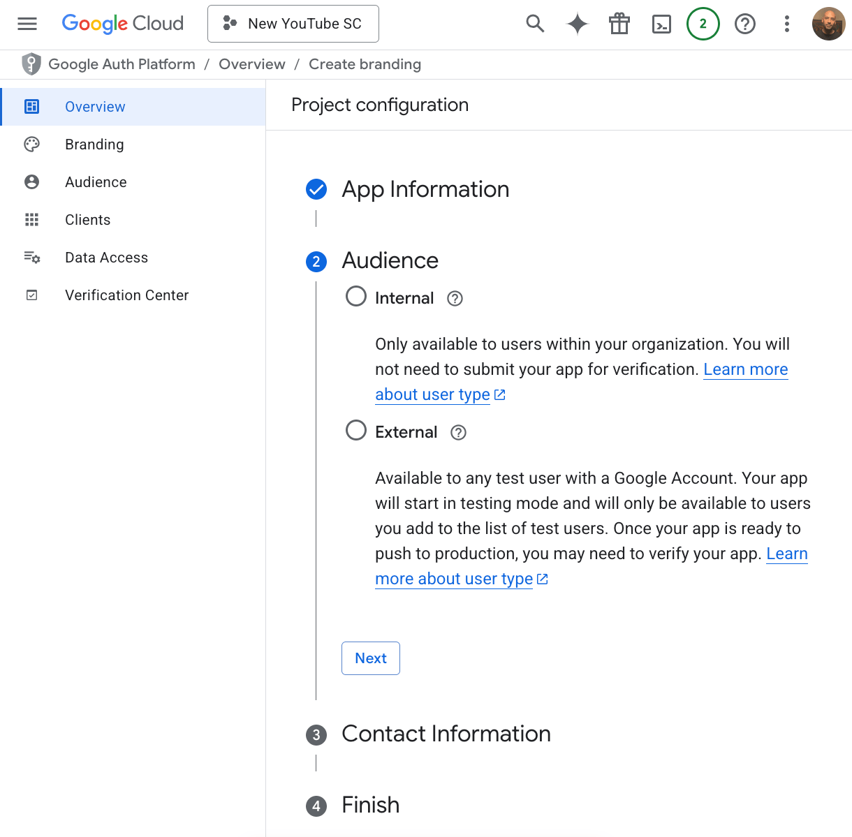OAuth audience section