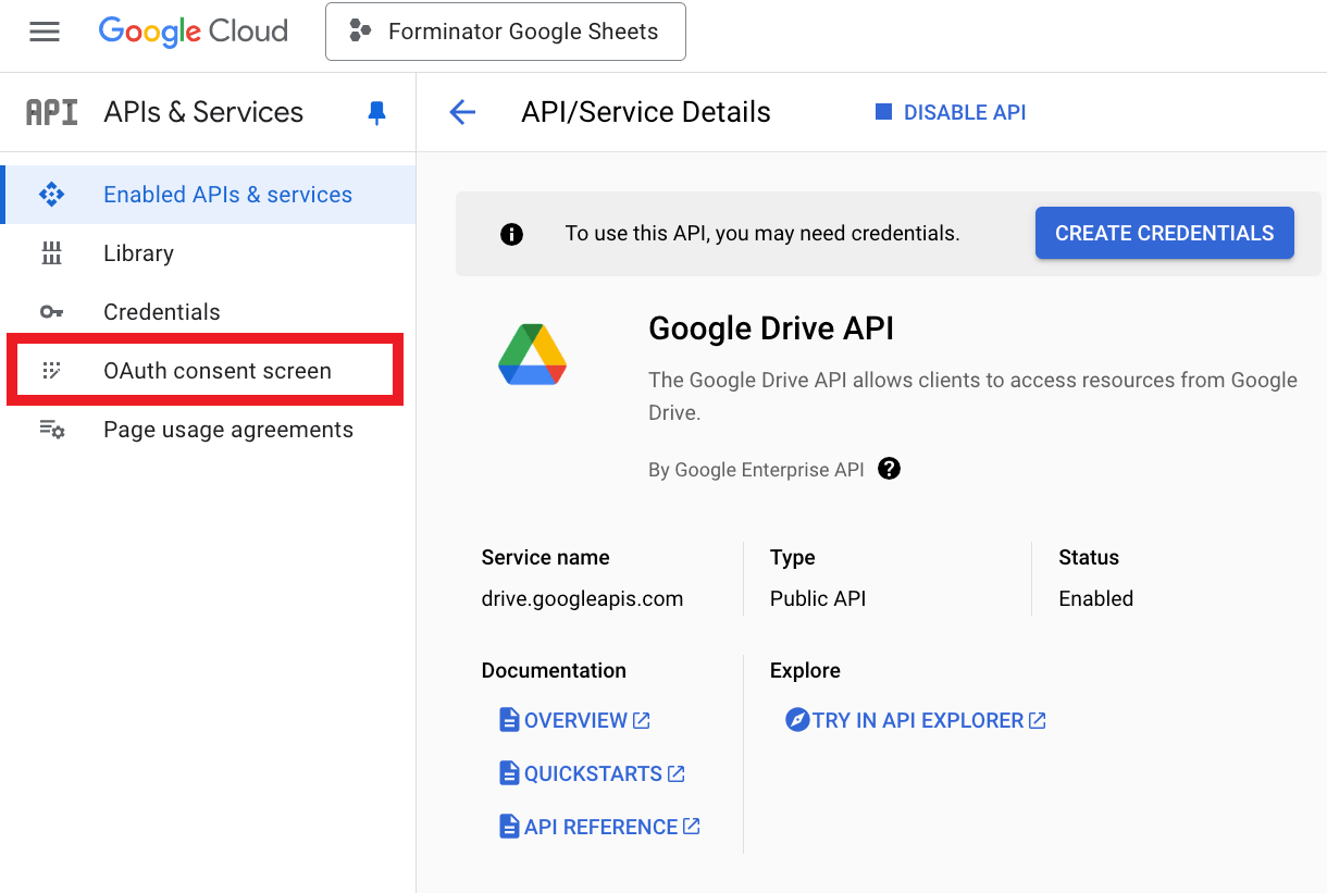 OAuth consent screen