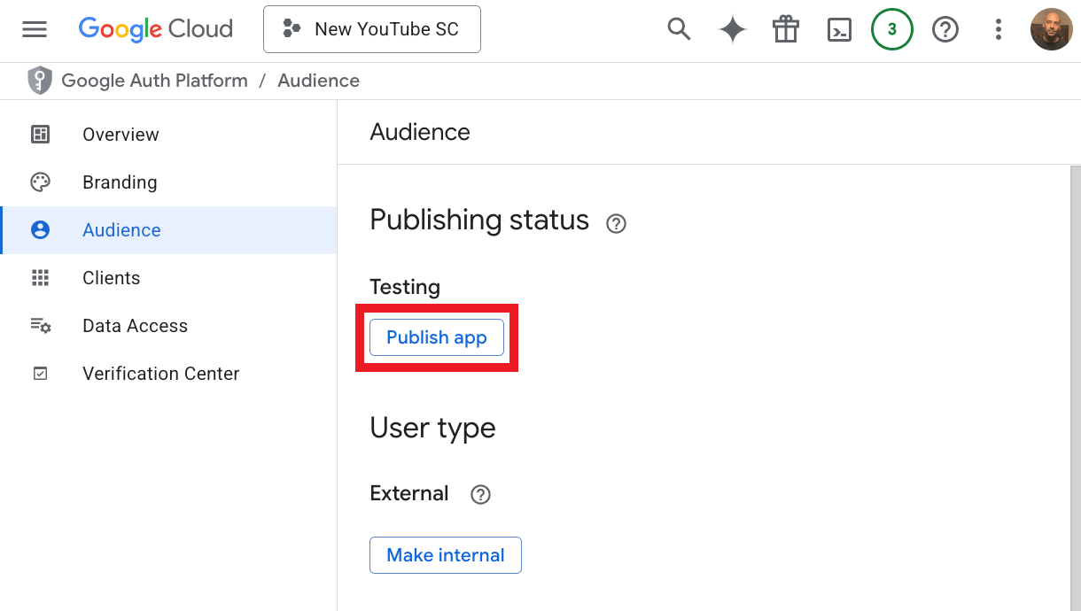 Google auth publish app