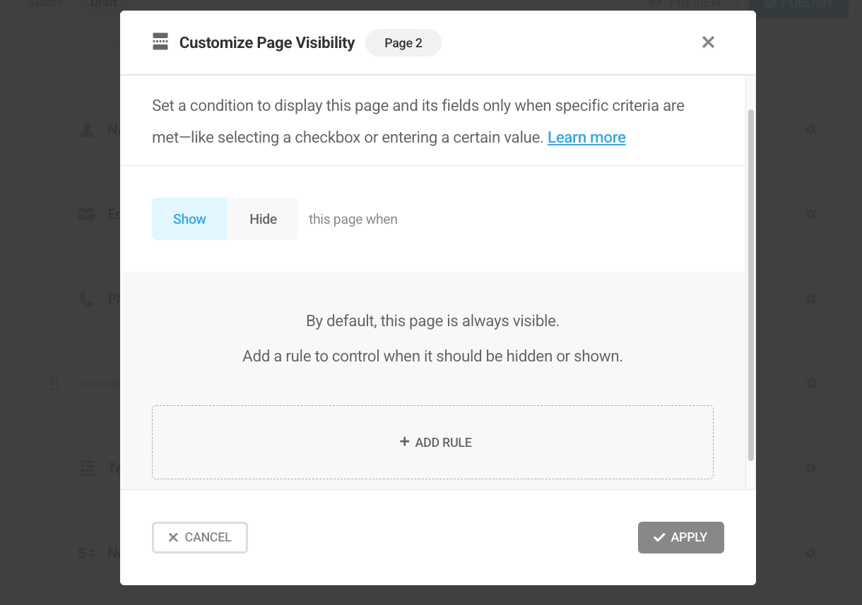 Setting page break visibility