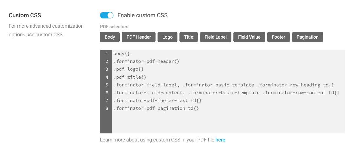 Style a PDF in a Forminator form with custom CSS