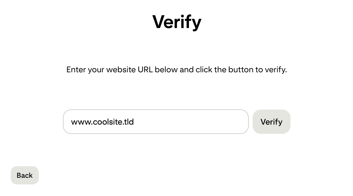 Add website URL and click Verify