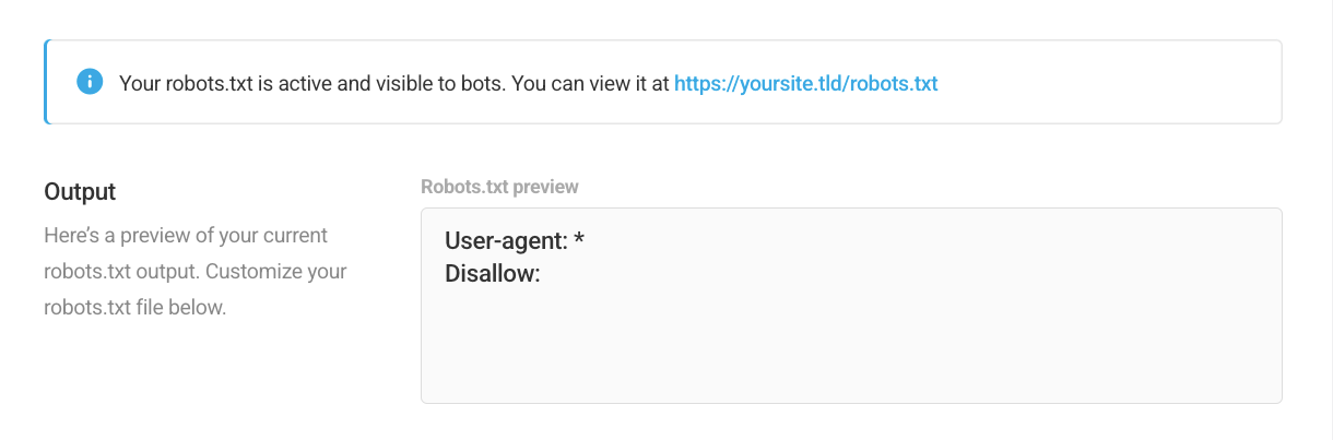 robots.txt output