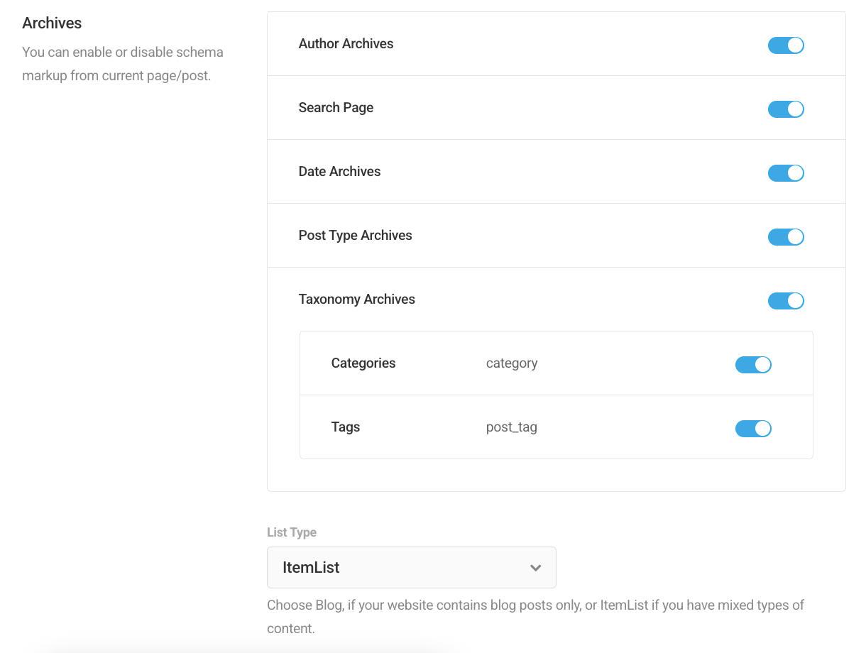 Schema advanced archives