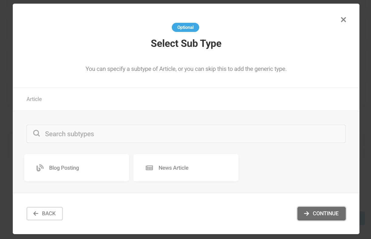 Select subtype for new schema type in SmartCrawl
