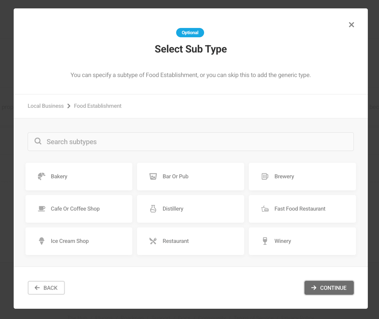 Food Establishment schema subtypes