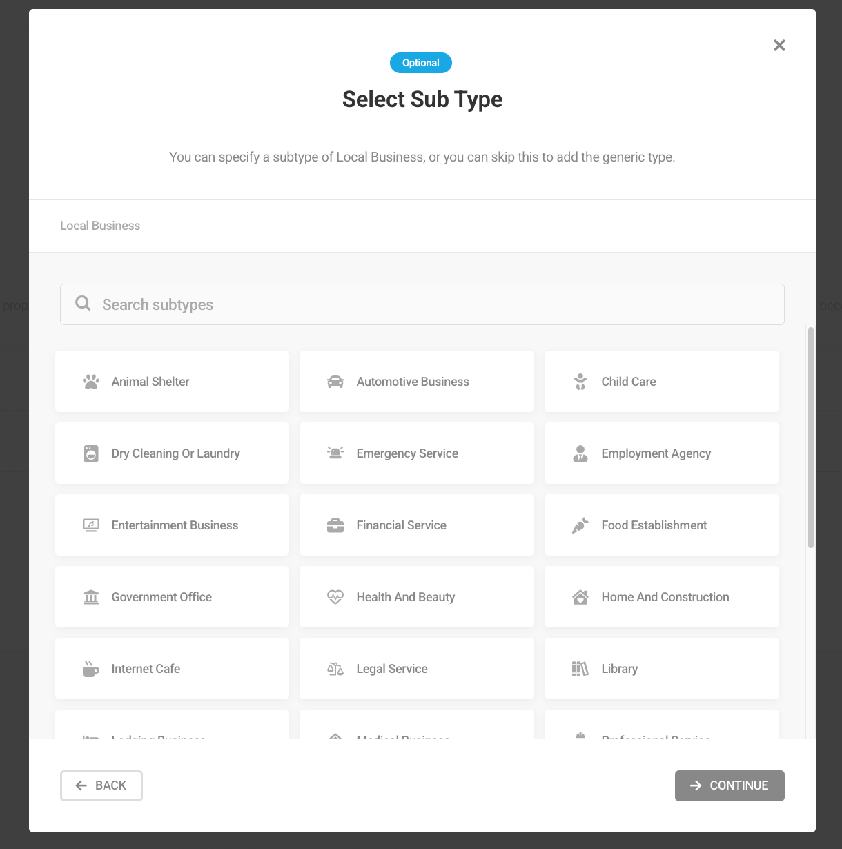 Select subtype for new Local Business schema type in SmartCrawl
