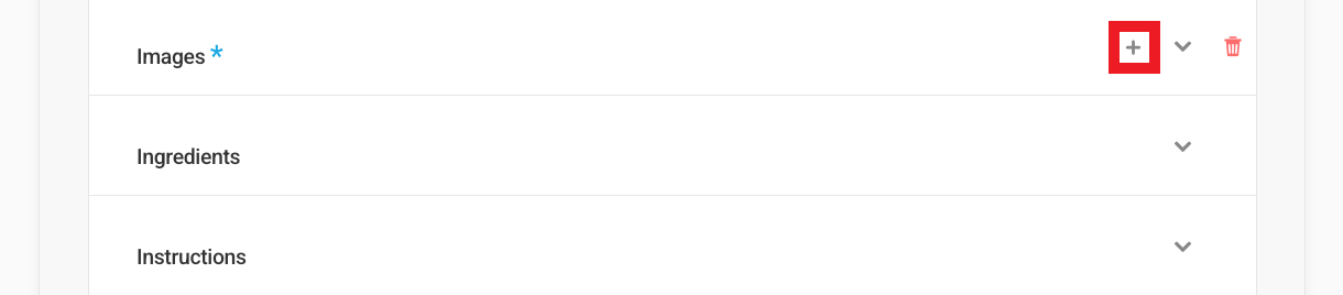 Recipe schema type default properties
