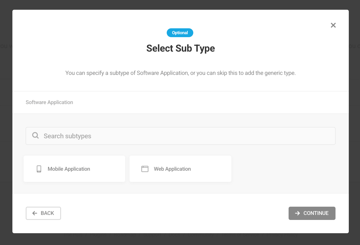 Select subtype for Software Application schema type in SmartCrawl