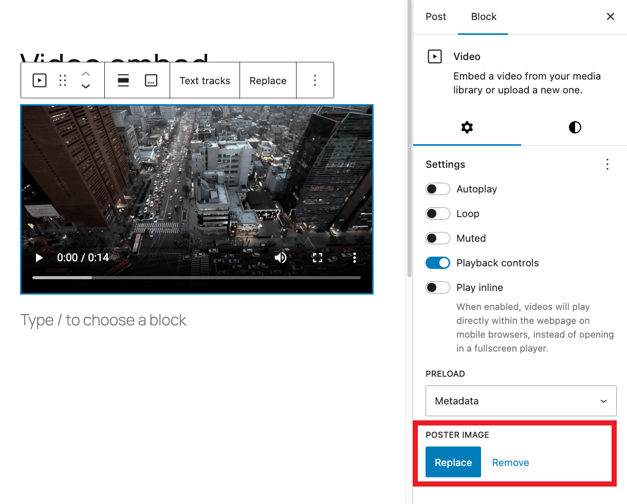 Add a poster image to an embedded video