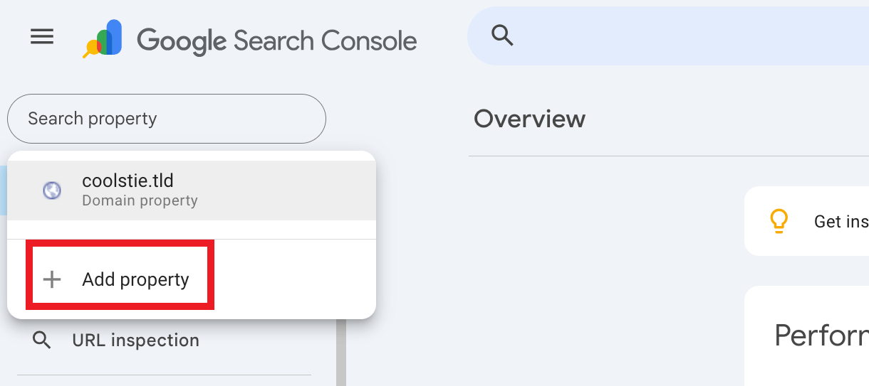 Add a property in Google Search Console