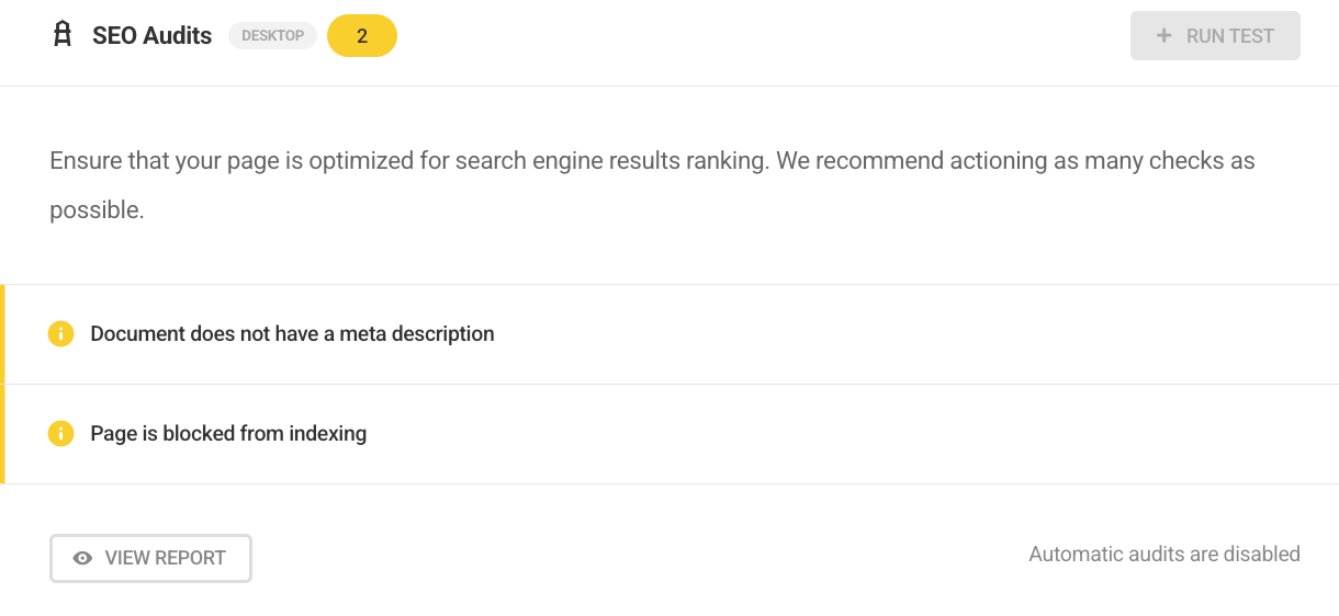 SEO dashboard widget