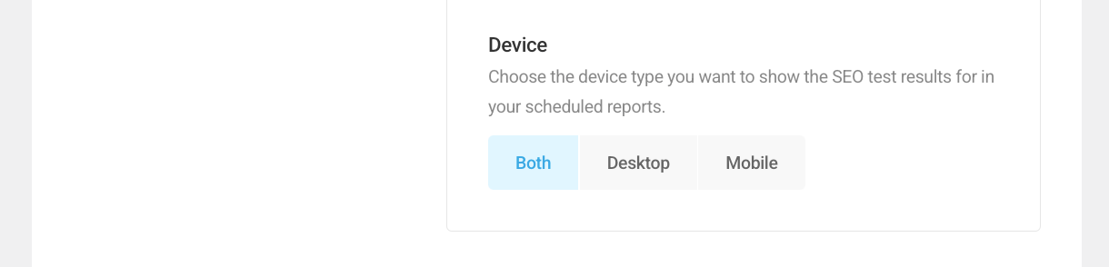Select device types for SEO reports