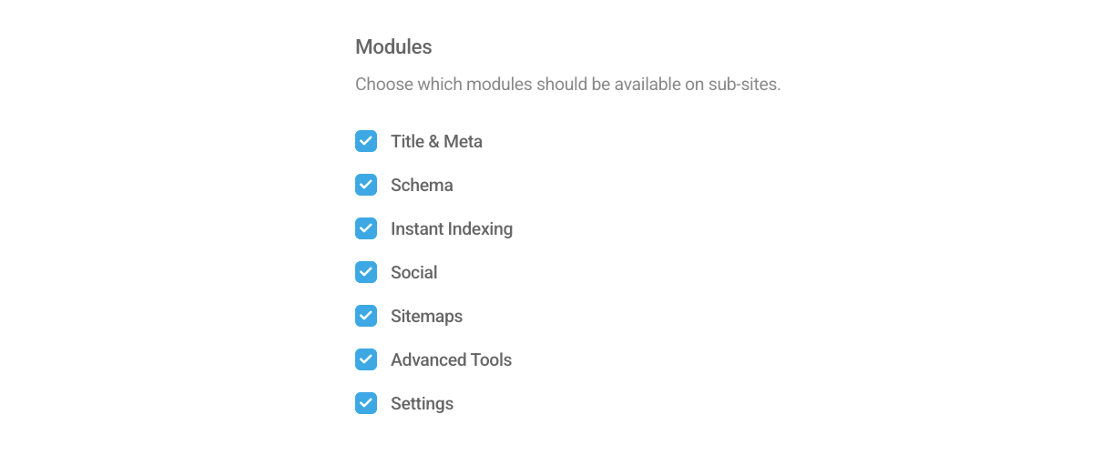 Settings modules