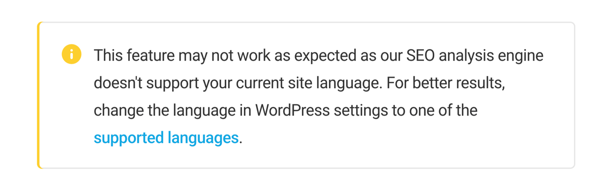 Site language not supported notice