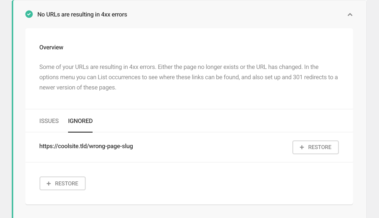 Sitemap ignored issues