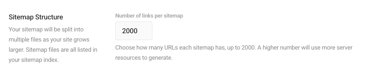Set the number of links per post-type sitemap