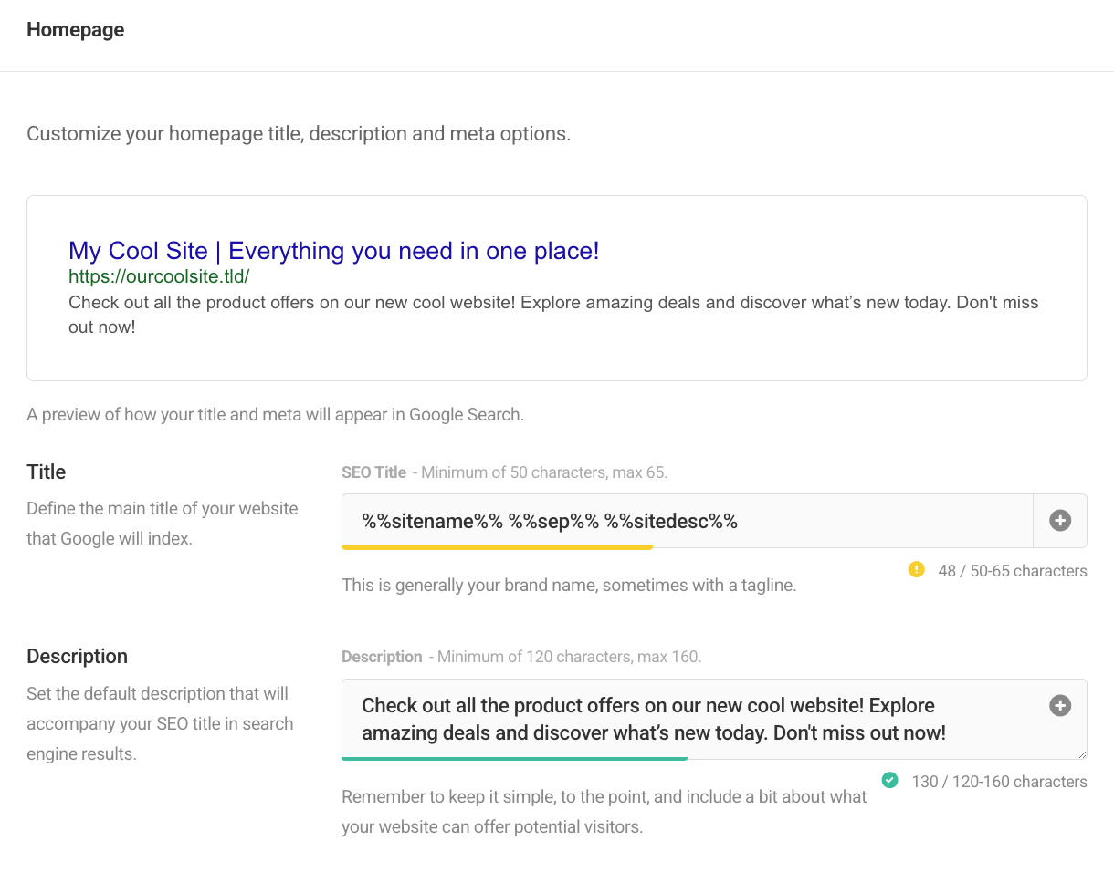 Homepage title and meta settings in SmartCrawl