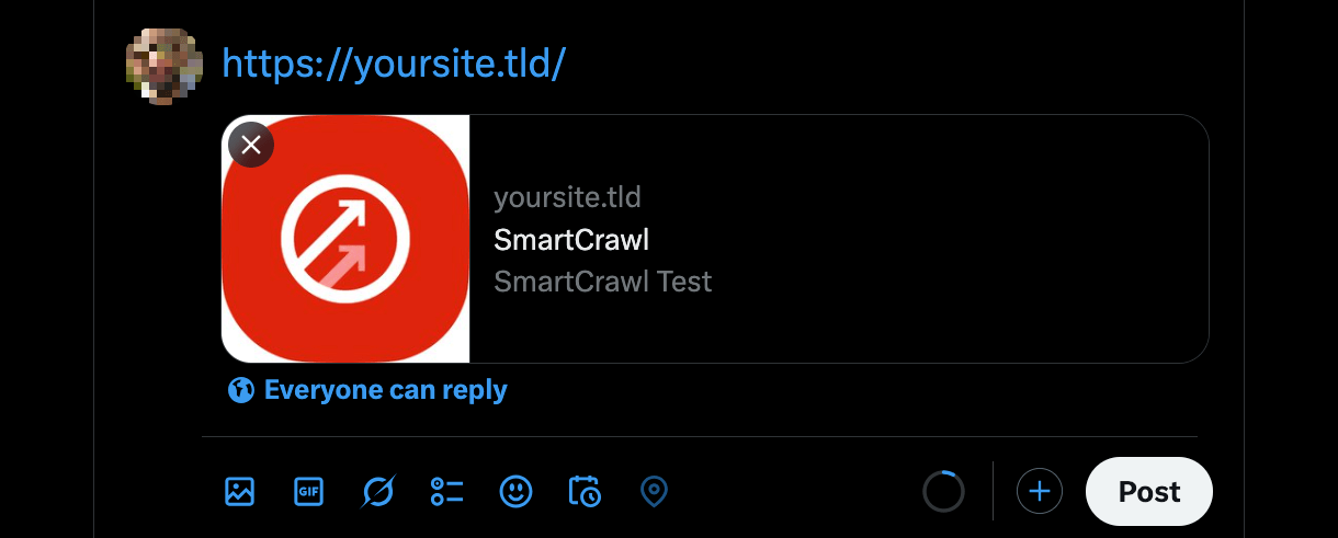 Homepage Twitter card preview in SmarCrawl