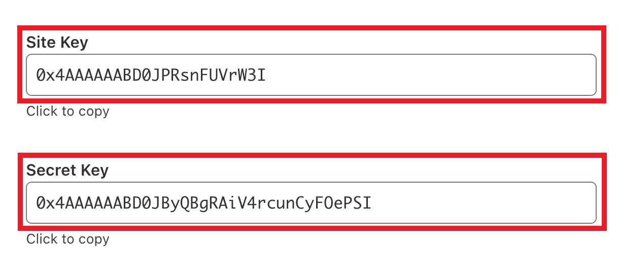 Copy Turnstile API keys