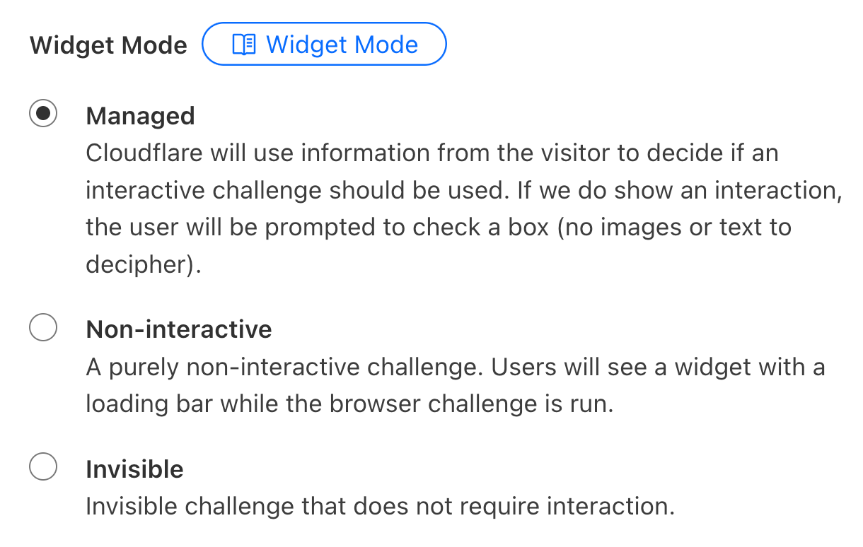 Choosing the widget mode