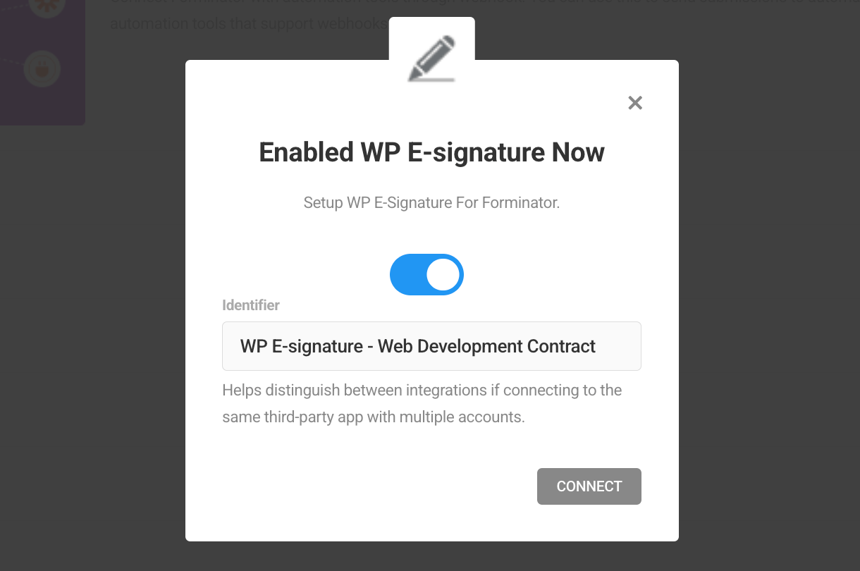 Add WP E-signature Identifier and connect