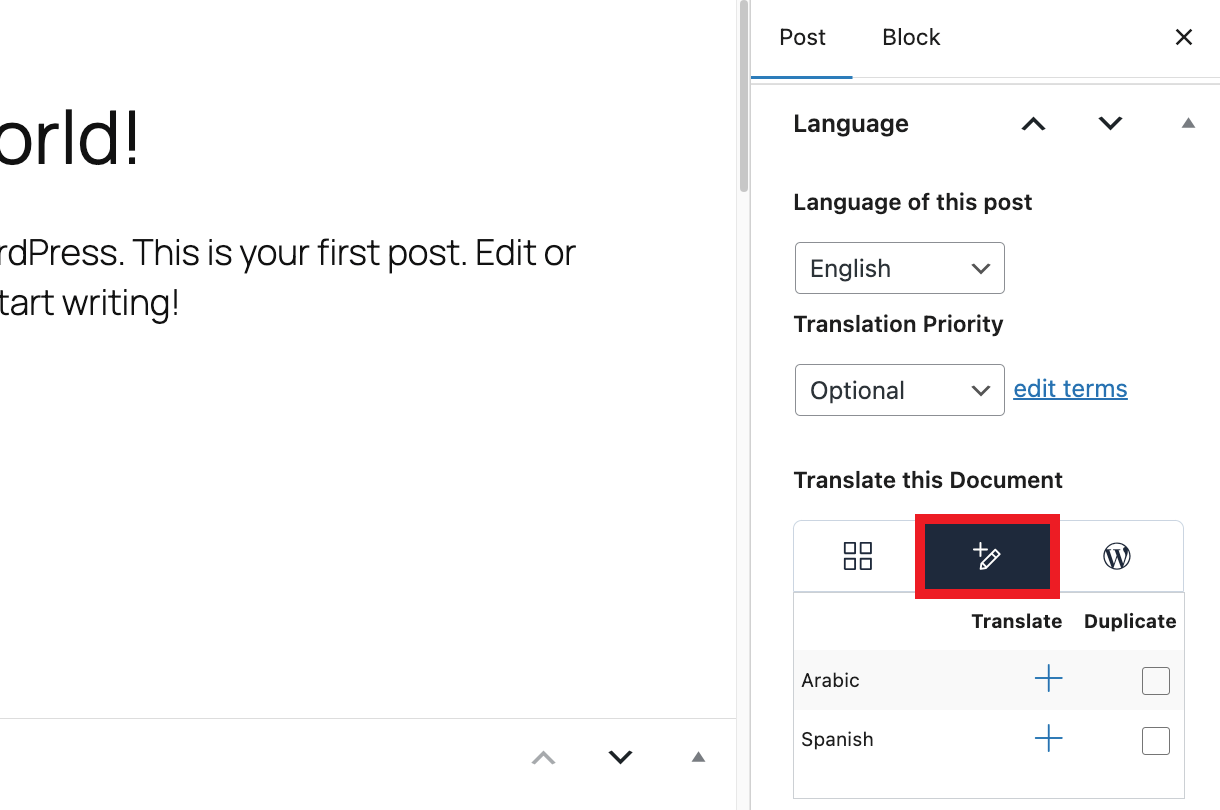 Navigate to WPML’s translation editor screen