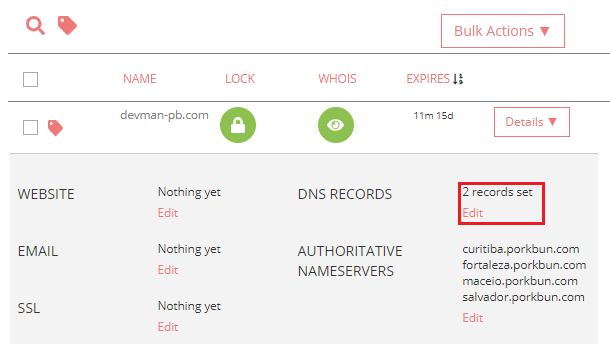 porkbun edit dns records