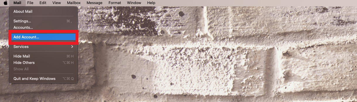 Adding account in Apple Mail