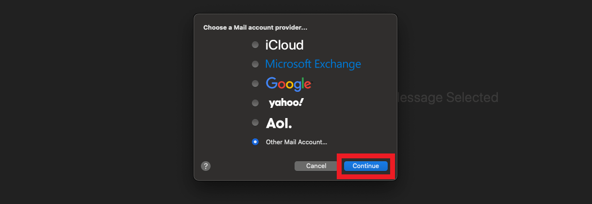 Choose other mail account