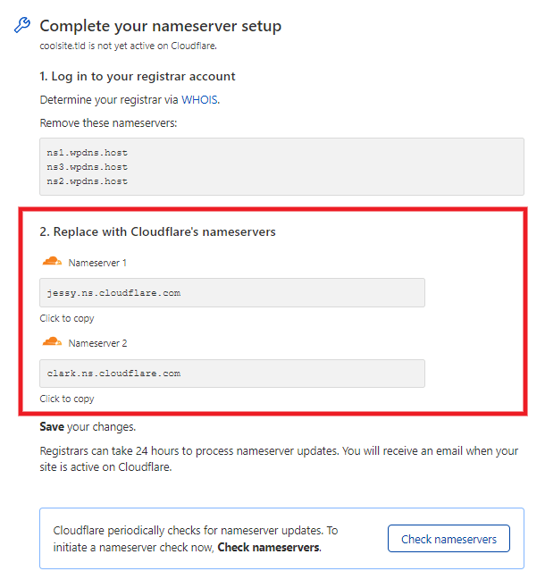 Cloudflare change nameservers