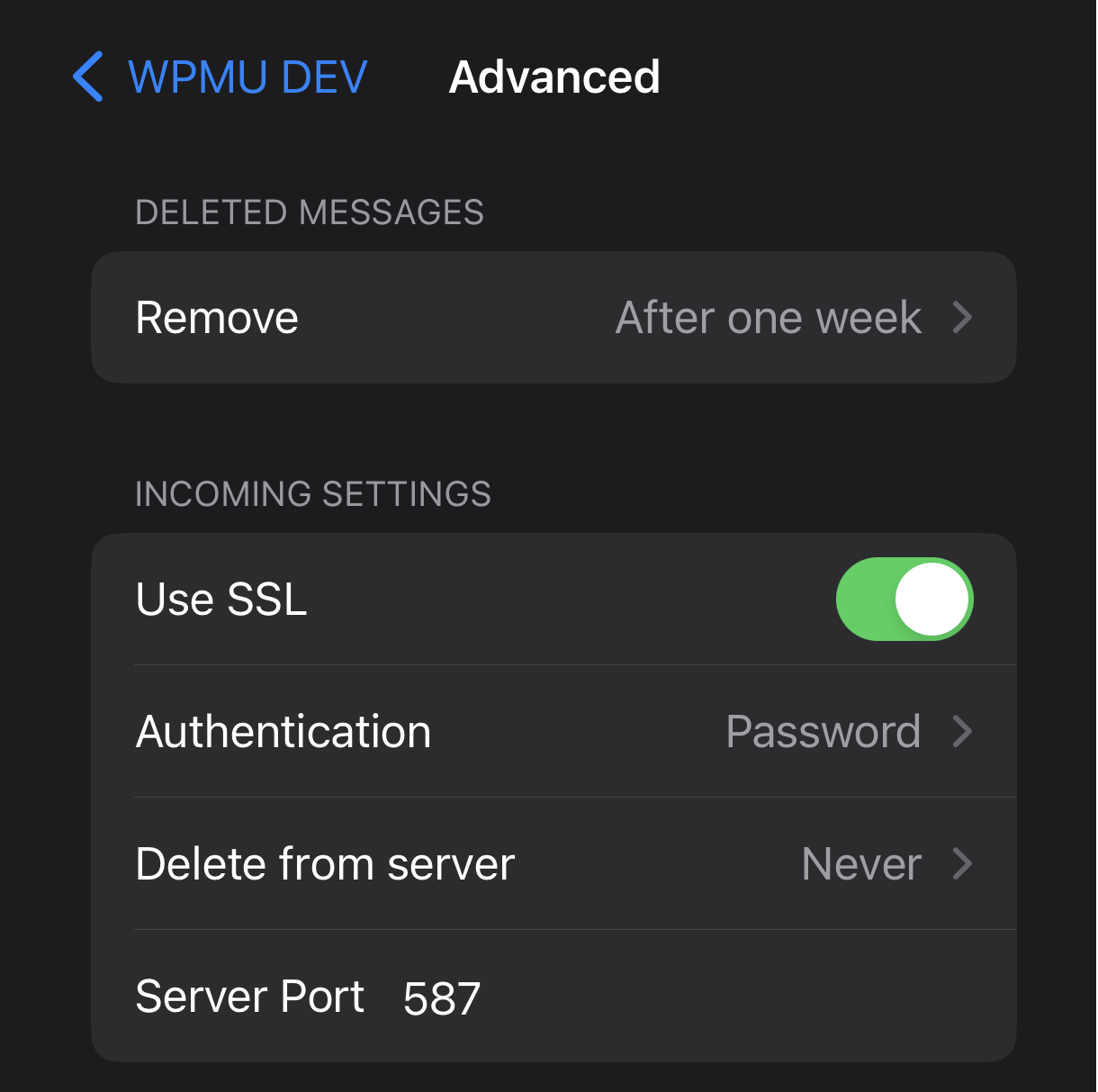 SMTP setup for Apple Mail integration