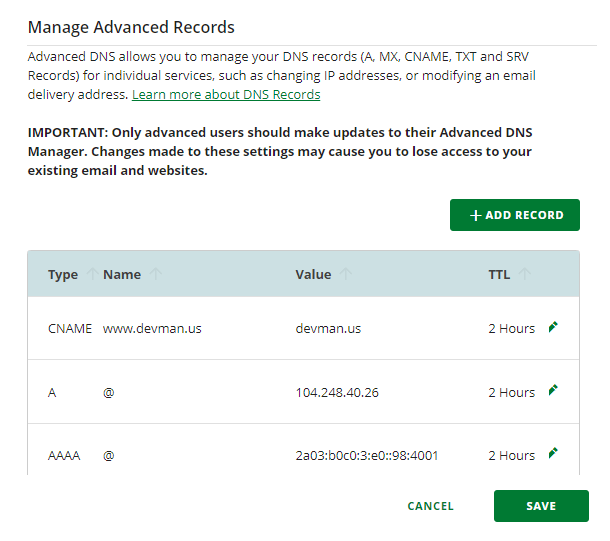 Network Solutions DNS added