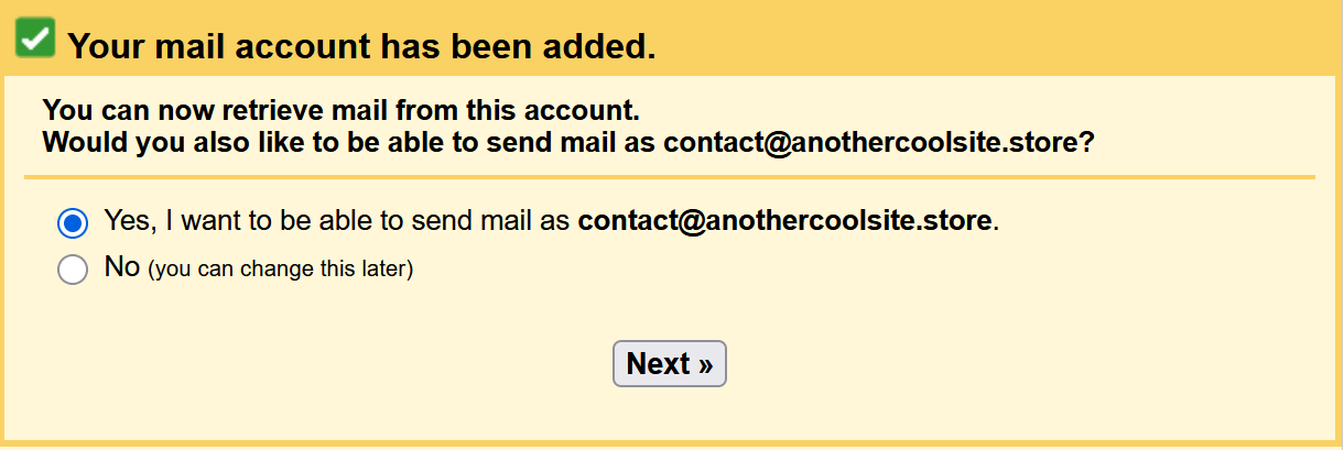 Send mail from other email account in Gmail